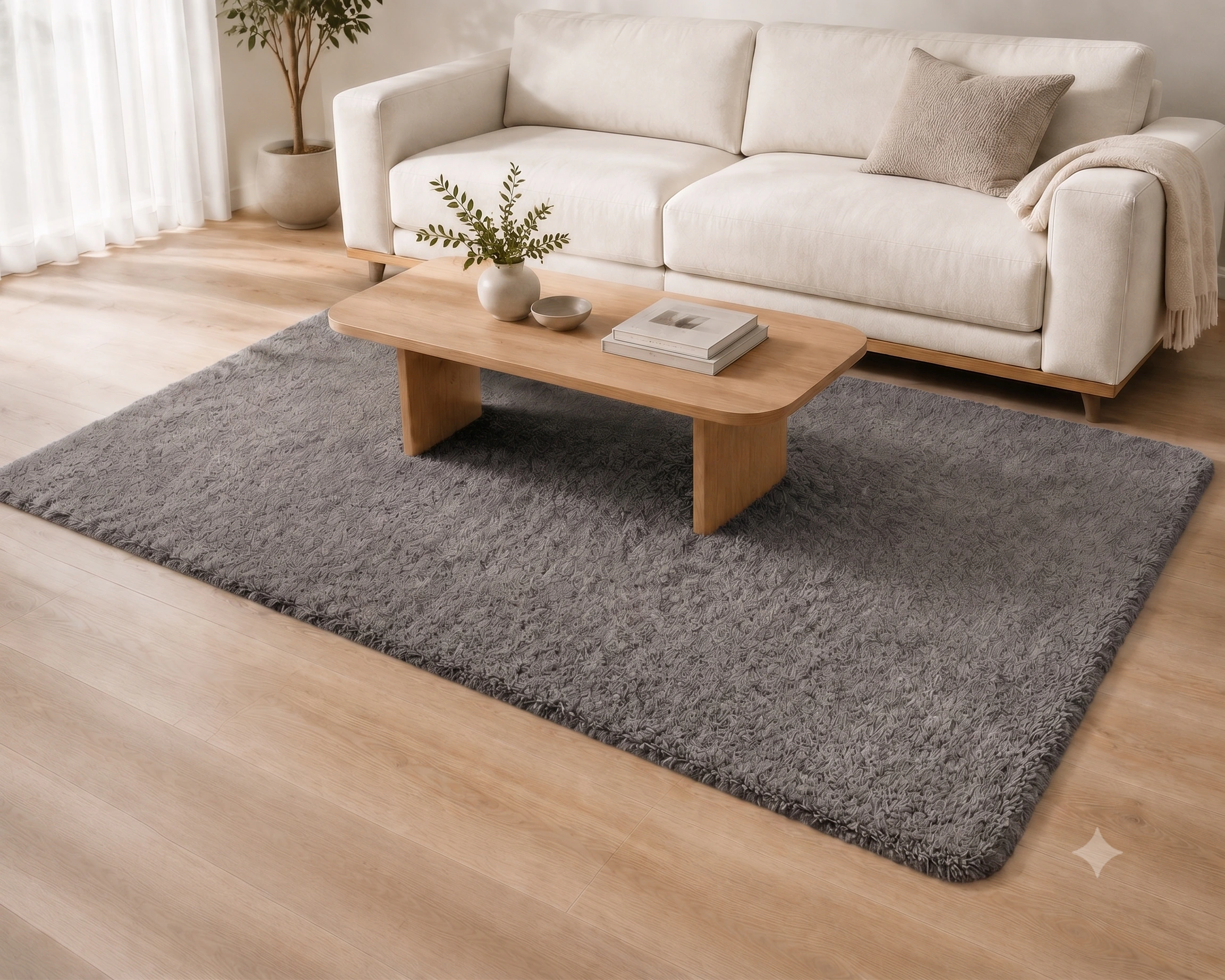 Grey Shaggy Rug with Carpet Back – 120 x 170 cm (4 x 5.5 ft)