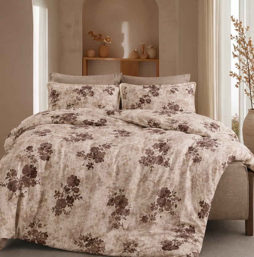 Floral Printed Double Bedsheet with Pillow Covers